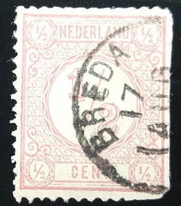 1876 New Daily Netherlands Number Stamp in Rose 1/2 - Picture 1 of 2