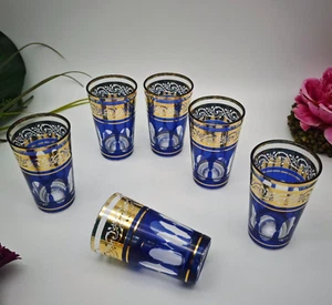 6x Teeglas Trinkglas Glas Goldrand Wasserglas Saftglas edel festlich Weihnachten - Picture 1 of 8