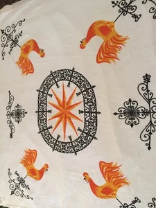 Vintage Rooster Terry Cloth Table Cover 49" x 59" Tablecloth MCM Weathervane - Picture 1 of 4