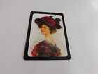 VINTAGE PLAYING CARD LADY IN HAT BLACK BORDER