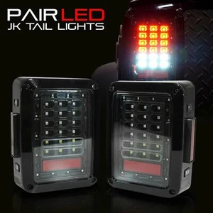 Luces traseras LED negras premium elegantes señal de freno para Jeep Wrangler JK 2007-2017 - Imagen 1 de 12