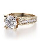Bague en or jaune coupe ronde IGI GIA mariage 2,50 ct diamant cr&#233;&#233; en...