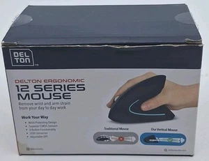Delton Ergonomic Wireless 12 Series Mouse Battery Operated Black NO DONGLE - Picture 1 of 8
