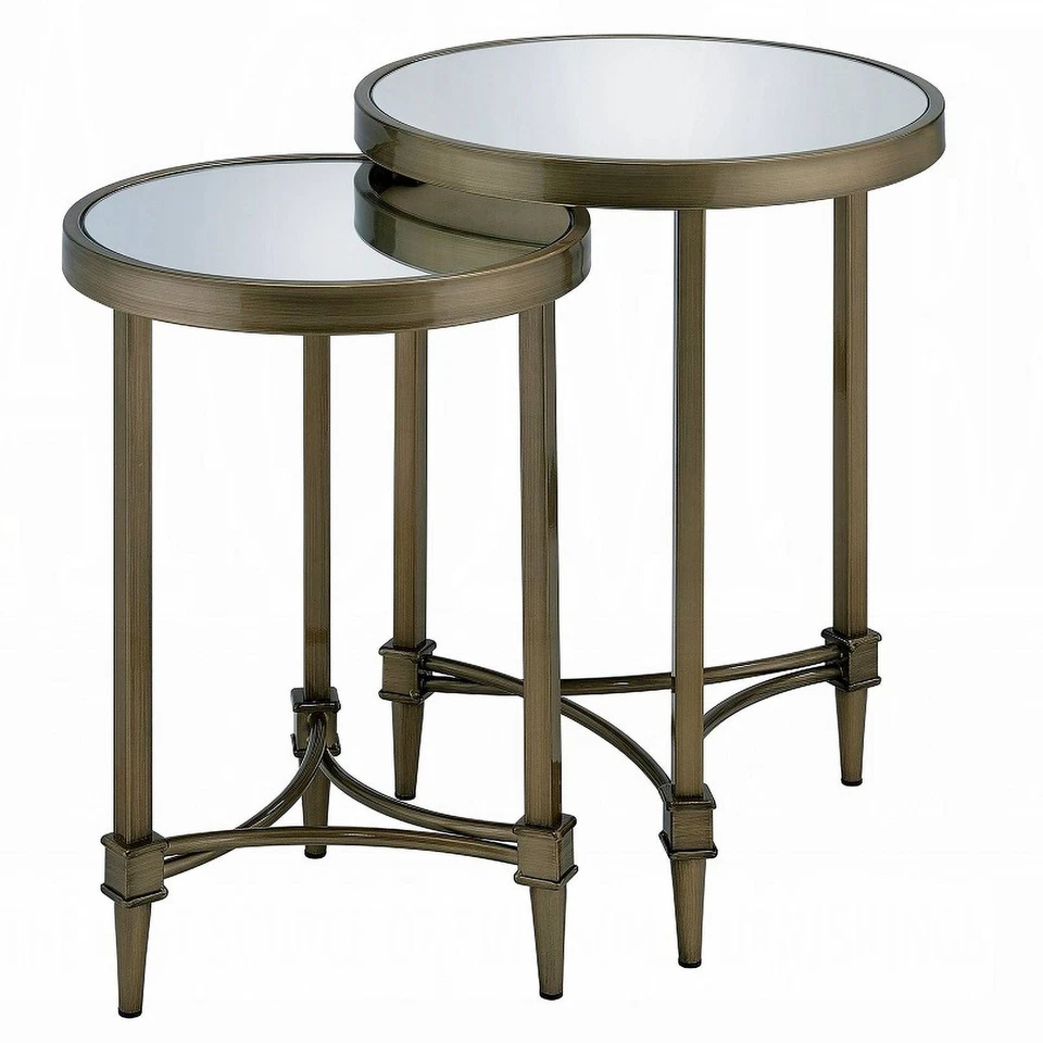 Aditya 18" Wide Brass and Mirrored Nesting End Tables Set of 2 - Image 1 of 1
