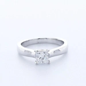 14K White Gold Engagement Ring Classic 0.81 CT Princess Lab-Grown Diamond E VS1 - Picture 1 of 15