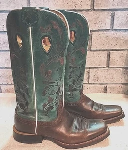 Twisted X Leder Westernstiefel WRS0021 Ruff Stock Damen 6.5B türkis Schaft braun - Bild 1 von 9