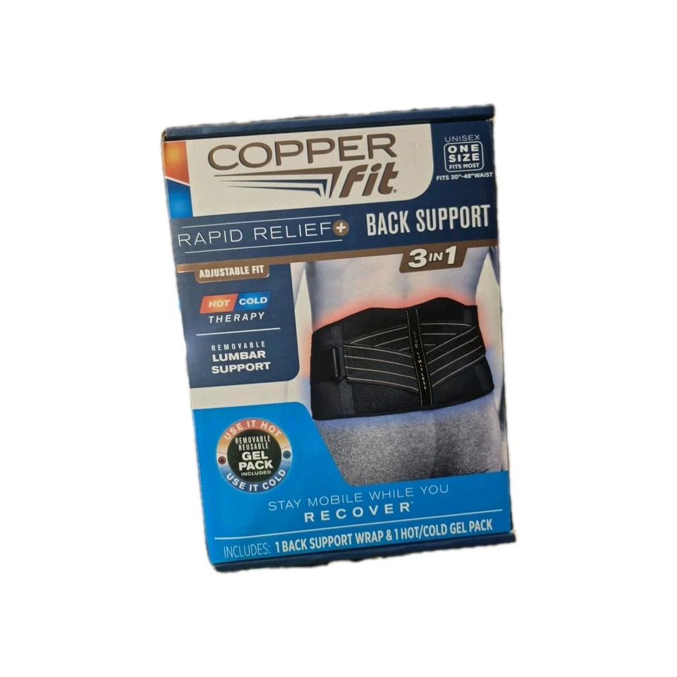 COPPER Fit 快速缓解 3 合 1 热/冷治疗背部支撑 均码 可调节 — 第 1/4 张图片