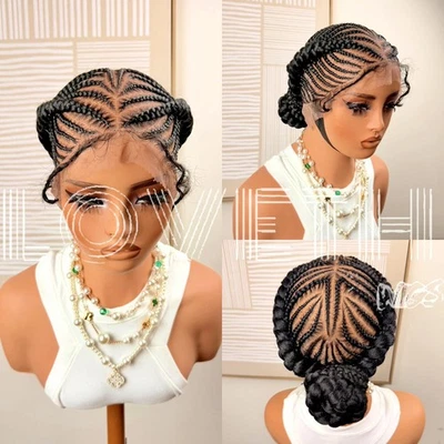 Ships next day(2days SHIPPING)Cornrow Full lace Braided wig,black knotless braid - Image 1 of 4