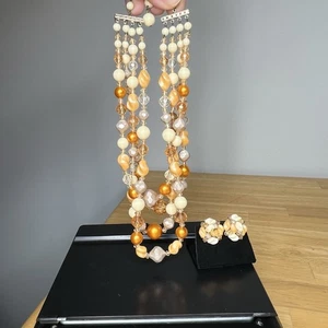 Conjunto de bisutería vintage Alemania Occidental cuentas collar clip conjunto de pendientes - Imagen 1 de 23