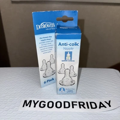 Pezón estrecho anticólicos Dr. Brown's Natural Flow nivel 2 medio 3m+ 6 pezones Foto 1 de 4