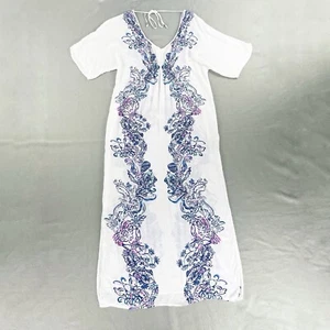 Lilly Pulitzer Target White Rayon Maxi Caftan Swim Cover Dress Top Womens S - Picture 1 of 8