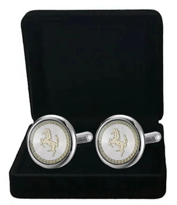 Mens Premium Car Cufflinks Ferrari Horse Gift IN CUFFLINK BOX Shirt Wedding UK - Image 1 of 4