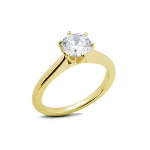 1.18ct E/VS1 Round Natural Diamond Yellow Gold Solitaire Engagement Ring - Picture 1 of 6