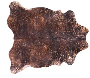 7' 6" X 6' 11" Gold Metallic Cowhide Rug - C2080 - Picture 1 of 5