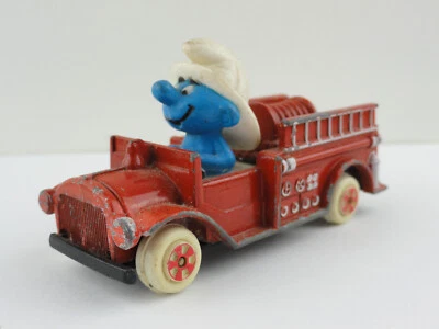 Ertl Smurf Fire Engine Truck (Red) - w/ WEAR - Image 1 of 4