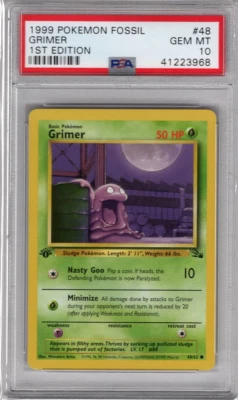 1999 Pokemon Fossil 48 Grimer 1st Edition PSA 10 Gem Mint - Image 1 of 2