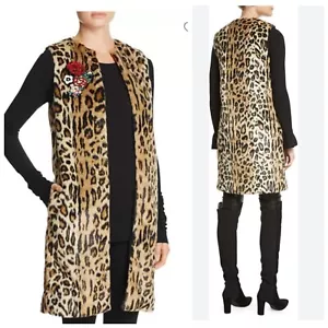 Alice + Olivia Jade Faux Fur Leopard Vest Size XS NWOT $495 - Picture 1 of 19