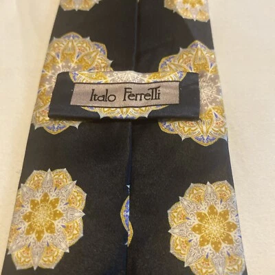 Italo Ferretti Tie Navy Blue Luxury Silk Tie Made In  Italy $300 - Image 1 of 4
