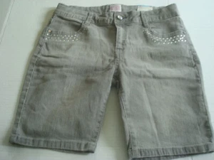 Girls Denim Bermuda Shorts Gray Size 16 Embellished Pockets NWT - Picture 1 of 2