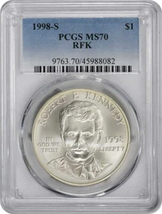 1998-S RFK Dollar Commemorative MS70 PCGS Mint State 70 Robert Kennedy - Bild 1 von 2