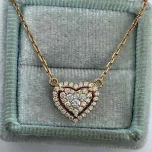 2Ct Round Cut Lab-Created Diamond Cluster Halo Pendant 14k Yellow Gold Plated - Picture 1 of 6