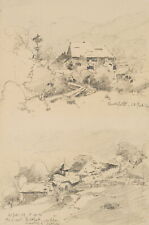 A. THAMM (1859-1925), Dörfer am Gotthardpass,  1899, Bleistift Realismus