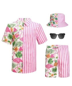Harloon 4-teiliges Herren Hawaiihemd & Shorts Set mit Fischerhut & Sonnenbrille XL - Bild 1 von 6