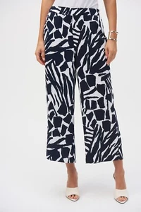 Joseph Ribkoff 252145 Vanilla/Midnight Blue Print Trouses Original Price £175.00 - Picture 1 of 5