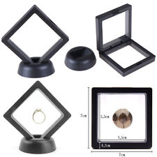 70*70mm Black 3D floating jewelry coin display frame holder box case w/ stand_gj