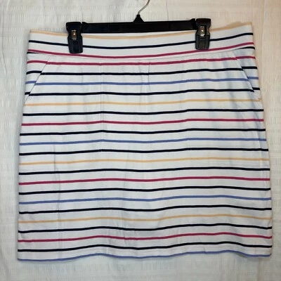 Croft & Barrow Mujer’s L Grande Blanco Rayas Algodón Pull On Skort Foto 1 de 4