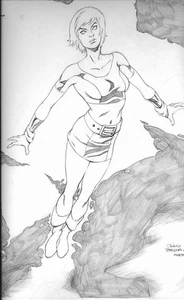 Rachel Summers Marvel Girl Phoenix  original art pinup by Julio Brilha - Picture 1 of 4