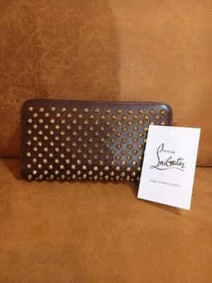 Auténtico Christian Louboutin Burdeos Cartera Larga Cuero De Japón Foto 1 de 4