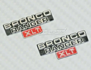 Ford BRONCO 1/10 Metal Logo Badge For Traxxas Bronco Ranger XLT 2pcs NO HOLES - Picture 1 of 11