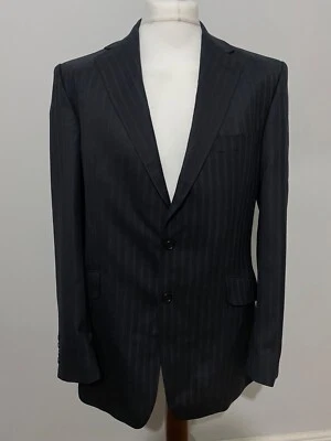 AQUASCUTUM Blazer Jacket Mens Size 42 L Wool Suit London Button Vintage Black - Image 1 of 4