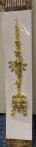 Indian Maang Tikka Jewellery Headpiece Gold Colour with Faux Clear Crystals - Picture 1 of 1