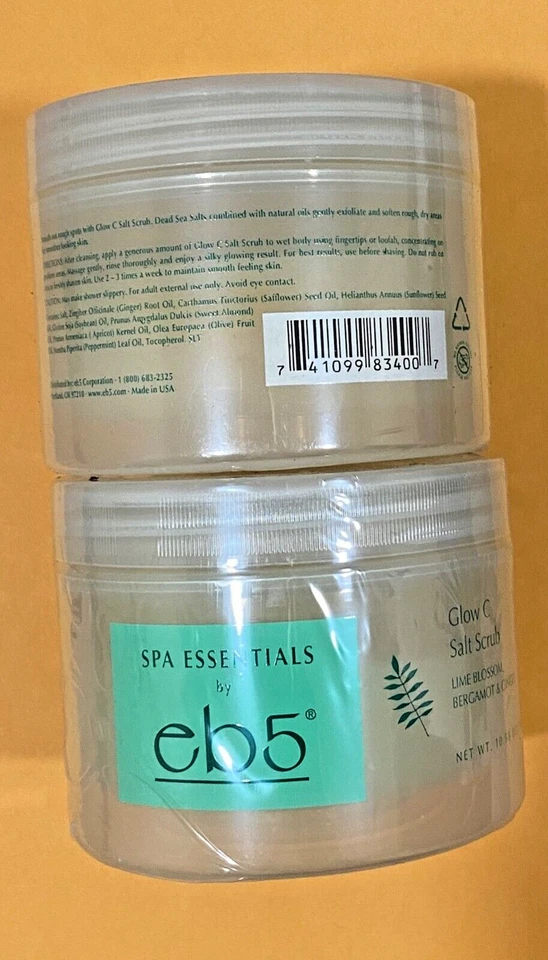 2x Spa Essential by eb5 Glow C Salt Scrub. Lime Blossom, Bergamot & Ginger - Image 1 of 1