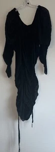 All Saints Spitalfields Pera Dress Size 12 Black Ruched Chiffon Silk Blend Rare - Picture 1 of 17