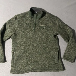 Eddie Bauer Mens Sweater Small Green Quarter Zip Pullover Sweatshirt Fleece - Picture 1 of 8