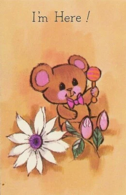 Упаковка из 6 новых винтажных поздравительных открыток с объявлением о рождении девочки - плюшевый медведь - Изображение 1 из 3