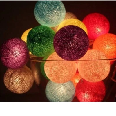 Multicolor Cotton Ball LED String Light - Image 1 of 4