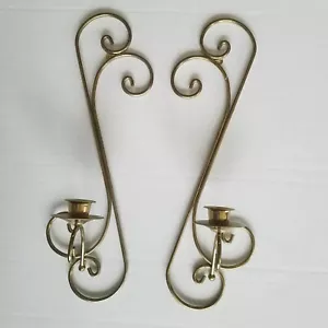 Vtg Home Interiors & Gifts Goldtone Wall Hanging Candle Holders Set Of 2 MCM - Picture 1 of 6