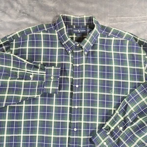 Ralph Lauren Button Shirt Mens 3XB Green Plaid Casual Preppy Cotton - Bild 1 von 10
