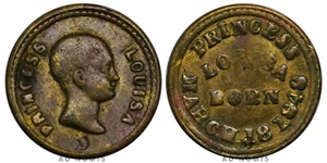 Royaume-Uni RARE jeton ou Quinaire 1848 Princesse Louisa UK Cuivre (0,35 gr !) - Picture 1 of 3