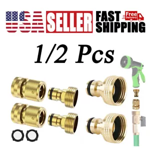 1/2PCS 3/4" Fit Brass Female Male Connector Garden Hose Quick Connect Water Hose - Picture 1 of 13