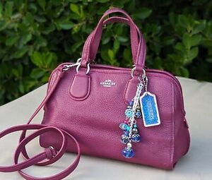 COACH 33735 Nolita Pebble Leather Satchel Bag Crossbody Handbag Purse Cyclamen 