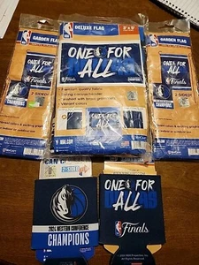 Dallas Maverics 2024 Champion Lot NBA Large Flag, 2 Small Flags, 2 Can Coolers - Picture 1 of 5