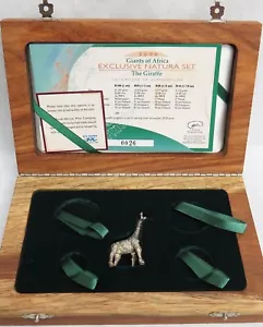 2006 GOLD SOUTH AFRICA SILVER GIRAFFE SCULPTURE NATURA ORIGINAL WOODEN BOX & COA - Picture 1 of 5