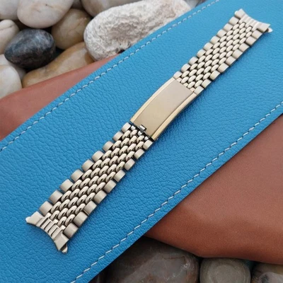 19 мм рисовые бусины изогнутый конец золотистый надежда неиспользованный новый из старых запасов винтажный ремешок для часов - Изображение 1 из 4