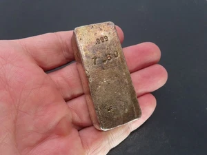 Vintage Poured Loaf 999 Silver Bar, 7.60 oz (actual 8.55 oz), Unsigned - Picture 1 of 7