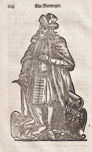 Noruega Norway Norge traje tradicional disfraces chispa xilografía 1773 - Imagen 1 de 1